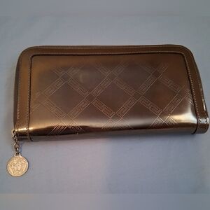 Versace Medusa metallic embossed wallet Zip Around